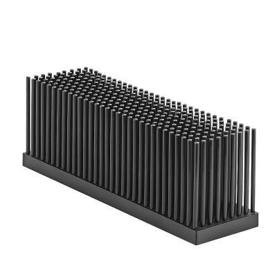 China Machine Work 50W Length Width 200*55mm And Height 100mm Black Anodic Oxidation Rectangle Led Lightweight Aluminum Pin Fin Forged Heatsink for sale