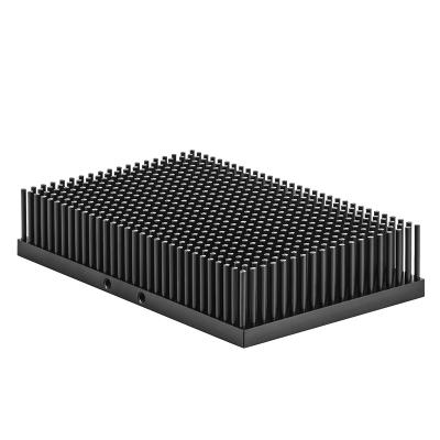 China Driver IC Heat Sink 100W Length Width 200*120mm And Rectangle Pin Fin Led Bar Heatsink Aluminum Anodic Oxidation In Black Size 40mm 200mm for sale