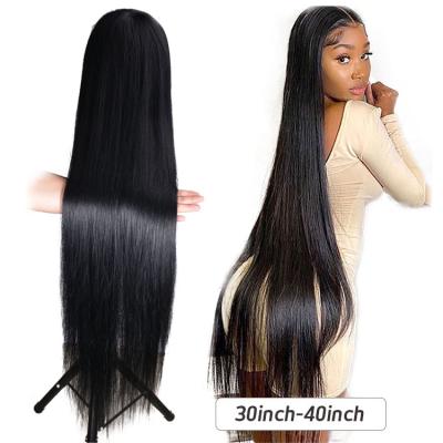 China Swiss Wave 250% Density Long Silky Straight Hair Wig Silky Straight Lace Front Human Hair 13*4 Full Lace Wigs 50 Inch for sale