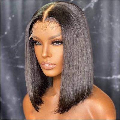 China Deep Wave Peruvian Straight Silky Straight Bob Lace Front Wig Curly Wave 4x4 5x5 Bob Wigs Human Hair Lace Front Closure Short Ombre Color for sale