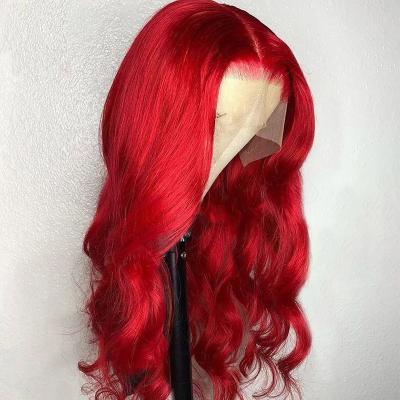 China Body Wave 13*6 HD Body Wave Brazilian Red Blonde Straight Transparent Human Hair Lace Front Wig For Black Women for sale