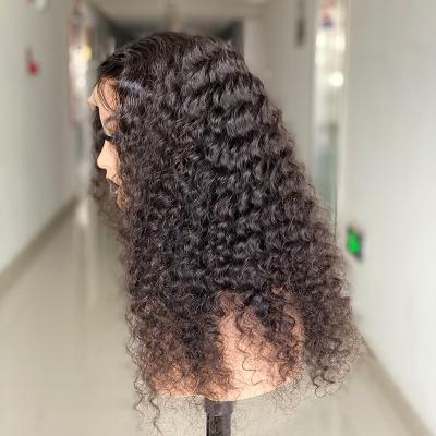 China Wholesale Peruvian Remy Deep Wave Human Hair Full Lace Wig Natural Wave 4*4 Black Color For Black Women for sale