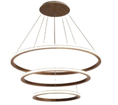 China Modern Classic + Unique Art + New Black Walnut Chandelier Classic Simple Modern Annular Indoor Led Pendant Lamp for sale