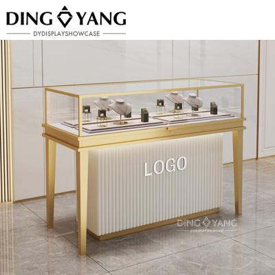 China Golden White Jewellery Display Counters , Color Size Can Be Custom Design Style Can Be Choosed Budget Can Be Adjusted for sale