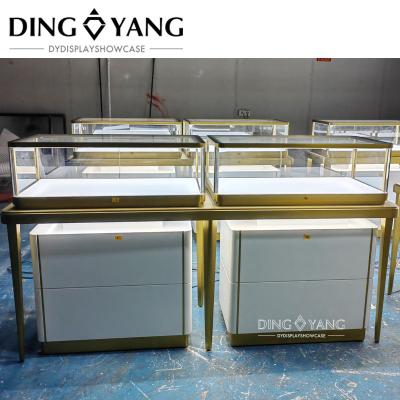 China Custom Made Fashion Glass Jewellery Display Counter , Beautiful Appearance Firm Structure With Led Lights for sale