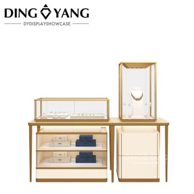 China Modern Lockable New Lighting Gold Jewellery Showcase Jewellery Furniture Showcases for sale