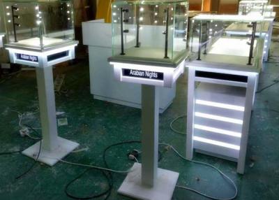 China White Painting Color Lockable Glass Display Case For Jewelry Exhibition for sale