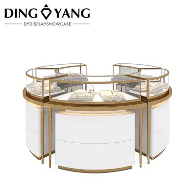 China Round Wood Glass Showcase For Jewelry, High End Jewelry Showcase Customization Factory Exquisite Quality And Good Price for sale