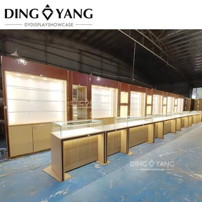 China Frameless Wooden Jewellery Glass Display Cabinet Factory, Professional Custom Made Jewelry Showcases Manufacturer for sale