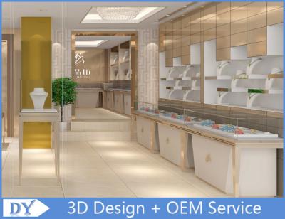 China OEM White Store Jewelry Display Cases With LED Light , Jewellery Showroom Counter for sale