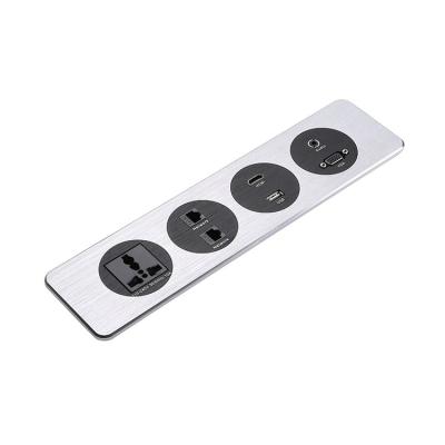 China Commercial Industrial Hospital Residential / General-Purpose aluminum panel desk power socket with rj45 /universal pulg office furniture electric table top socket outlet for sale