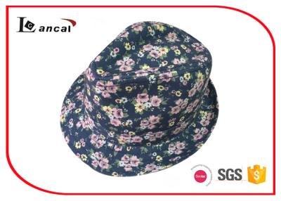 China 100% Cotton Twill Waterproof Ladies Trilby Hats Floral Printed 52cm for sale