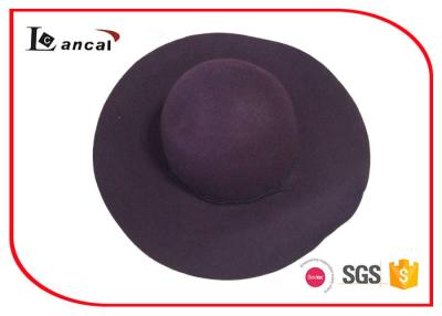 China Dark Purple Crushable Felt Travel Hat Leather Wide Brim Felt Cowgirl Hat for sale