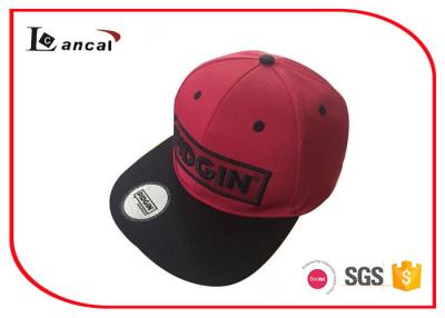 China 3D Embroidery P/ C Red Snapback Baseball Caps Hats With Machine Eyelet for sale