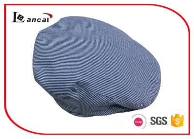 Cina Seersucker mens flat hat with chambray sweatband and herringbone twill lining in vendita