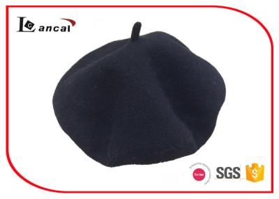 China Sombrero simple de la boina del punto del negro del estilo, sombrero de la boina del ganchillo de las lanas de los adultos el 100% en venta