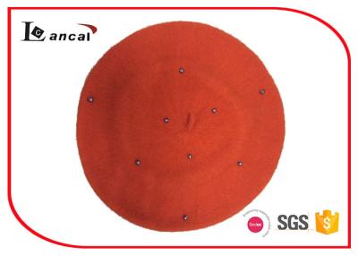 China Sombrero de la boina del punto de la naranja de las lanas del 100% poca gota para el otoño de la estación en venta