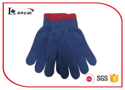 China Plain Winter Hand Gloves Bicolor Ribbed Edge , Winter Sports Gloves For Boys for sale