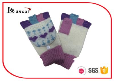 China Jacquard Knitted fingerless Warm Winter Gloves With Turn Up Rib for sale