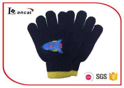 China Dark Blue Kids Winter Gloves Rocket Offset Pattern Winter Proof Gloves for sale