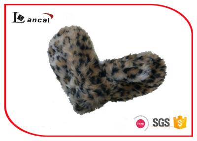 China Leopard Faux Fur Winter Hand Gloves , Polar Fleece Lining Knit Winter Gloves for sale