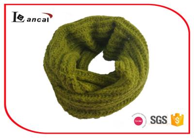 China Single Layer Yellow Green Knitted Scarf , Warm Knitted Neck Scarf For Women for sale