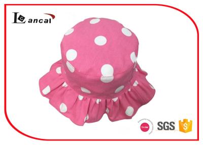 China Girls pink dot printed bucket hat , 100% cotton twill reversible hat for sale