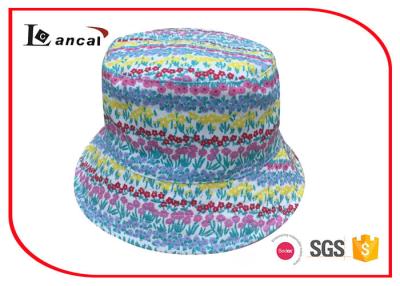 China Girls colorful floral printed bucket hat for kids , cotton sheeting lining for sale