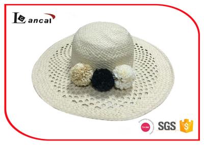 China Sombrero brimmed ancho del sol de la paja de la capa doble con la decoración de la flor para la hembra en venta