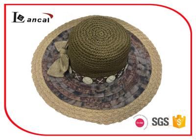 China LC16-0827-07 Sun Protection Wide brimmed straw hat with bowknot and straw edge for sale