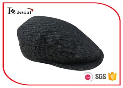 China Herringbone Wool Summer Flat Cap With Black Cotton Quilting Ling For Mens for sale