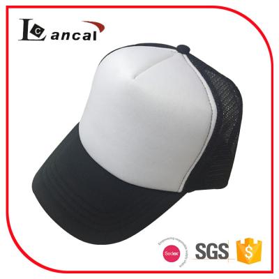 China 100% polyester white and black 6 panel baseball cap for adult Te koop