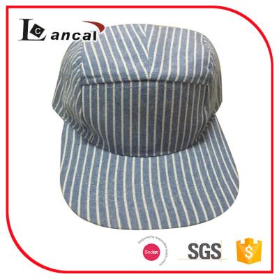 China Stripe cheap mens stripe 5 panel custom embroidered baseball cap for adults for sale