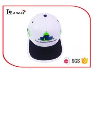 China Fashionable 3D Embroidery White Cotton Baseball Caps Hats With Black Visor for sale