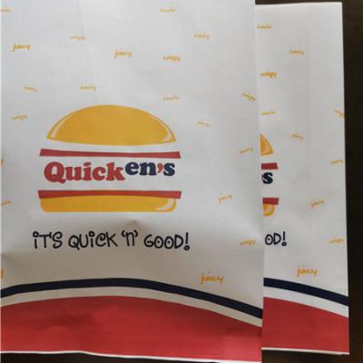 China Leakproof Paper Food Grease Bags With OEM Logo, PE Coated Paper Bags For Frech Fries Or Fried Food for sale