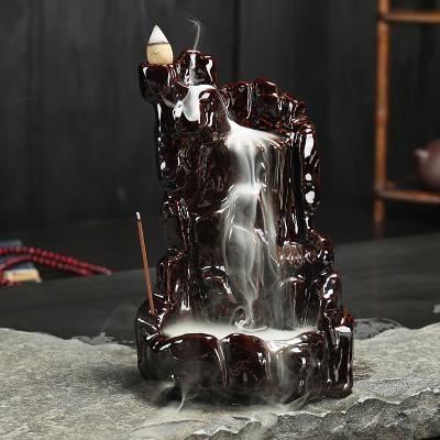 China AROMATIC Home Decoration Ceramic Incense Burner Factory Sales Waterfall Backflow Censer Burning Stick Holder for sale