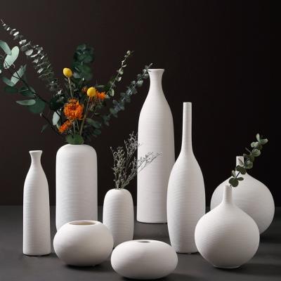 China Ceramic Minimalist Amazon warm unglazed boho and porcelain vases modern minimalist nordic white vase set home decor table flower vase for sale