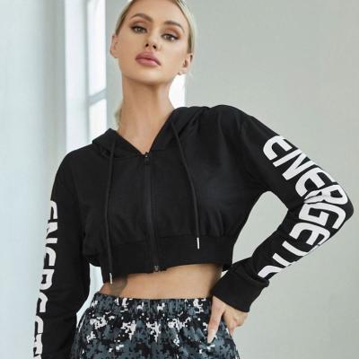 China Anti-Wrinkle Fashion Design Hip Hop 100% Cotton Hoodie Custom Long Sleeve Women's Pullover Cropped Hoodie for sale