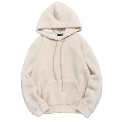 China OEM custom heavy soild faux fur hoodie men Anti-wrinkle warm winter fleece hoodie for sale