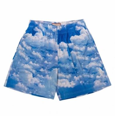 China QUICK DRY Customized Hiphop White Printed Mesh Men Basketball Shorts Mesh Shorts for sale