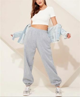 China Anti-Wrinkle Elastic Waist Side Manufacturer Pockets Loose Gray Pure Wool Women's Pulsating Sweatpants for sale