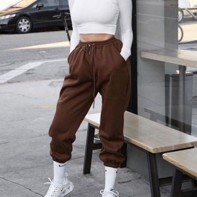 China new summer hiphop loose casual streetwear sweatpants women's solid color Korean jogger pants Anti-wrinkle sweatpants white brown for sale