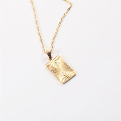 China Wholesale Trendy Gold Plated Sunburst Rectangle Pendant Necklace Necklace Lead Free Nickel Free Tarnish PVD Jewelry for sale