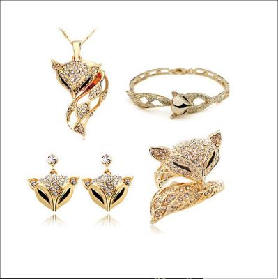 China 2020 TRENDY Fashion Women's 18k Gold Plated Wholesale Cheap Sexy Fox Necklace Earring Bangle Bridal Wedding Jewelry Set for sale