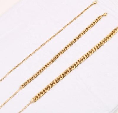 China CLASSIC 3mm 6mm 8mm Gold Plated Stainless Steel Anklet Gold Steel for sale