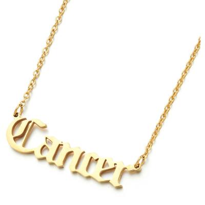 China Font Handmade Old English Gold Stainless Steel Cheap Zodiac Sign Tewelve Zodiac Sign Pendant Necklace Silver Plated Jewelry For Women for sale