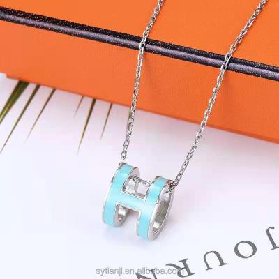 China Cheap Jewelry Fashion Stainless Steel Fashionable Brand H Unisex Titanium Steel Letter Pendant Necklace for Women for sale