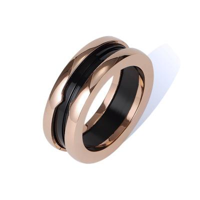 China CLASSIC Black Seal Rings B.V.S Ceramic Zero Ring 14K Gold Stainless Steel Women Jewelry for sale