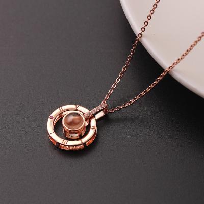 China 100 Languages ​​Necklace Surprise I Love You Romantic Initial Gifts For Girlfriend Women Romantic Projection On Pendant Necklaces for sale