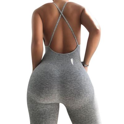 China Y-2542 Cross-Back fashion sports breathable overalls 2020 Summer Mid-waist sports overalls cropped pants for sale